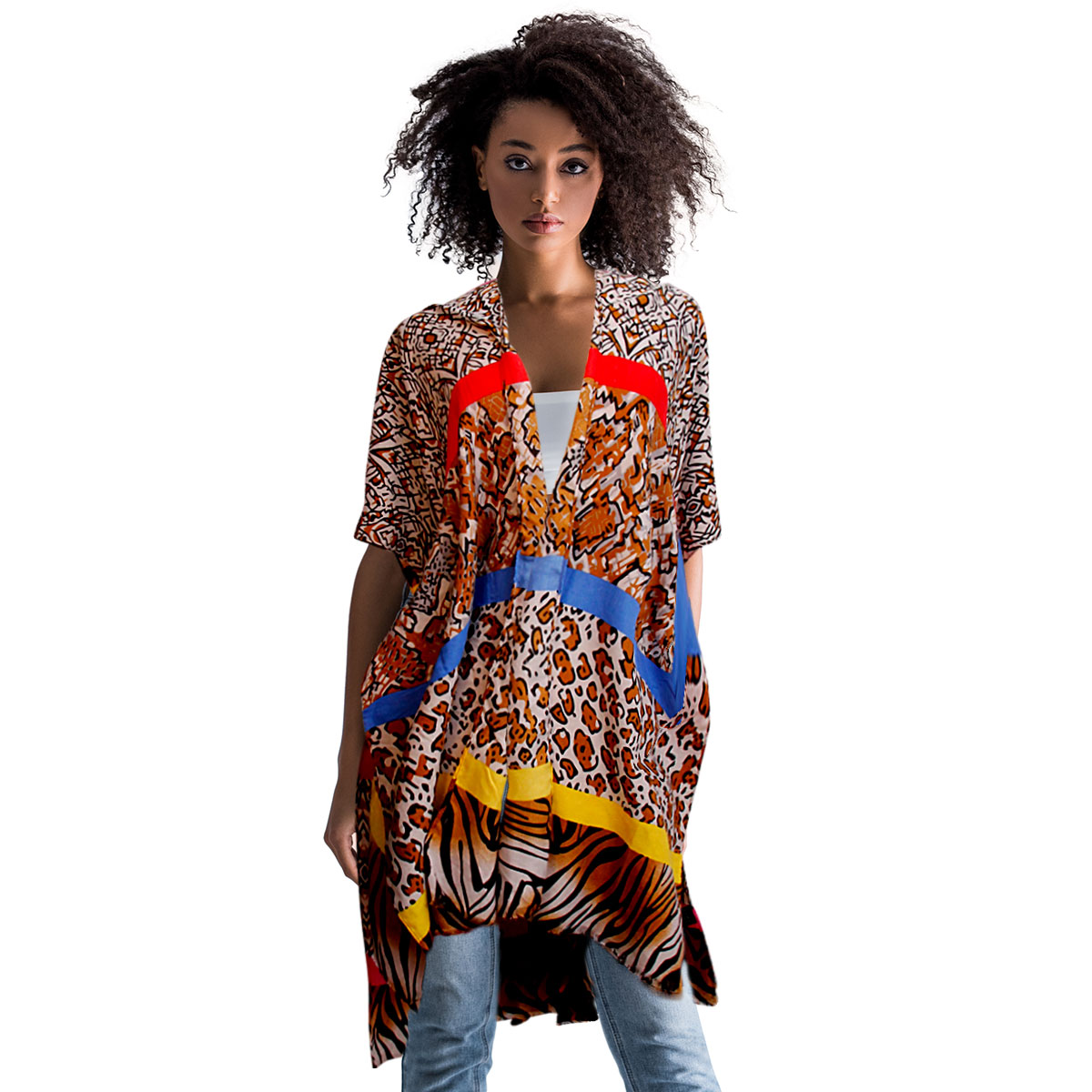 Multi Animal Print Kimono