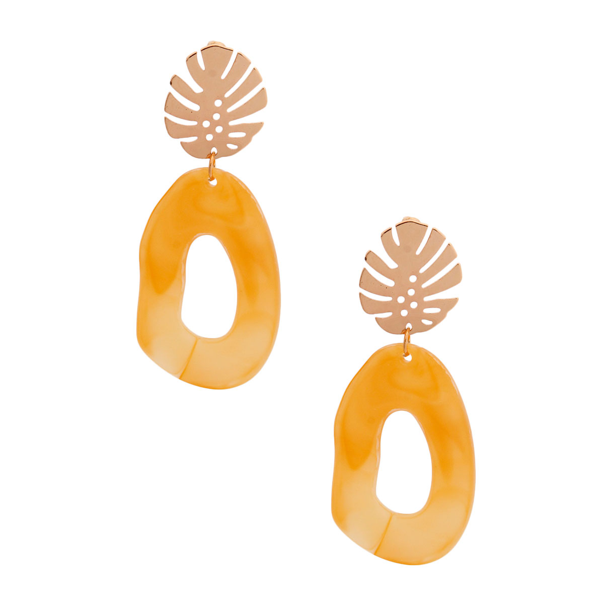 Palm Leaf Mustard Drop Earrings