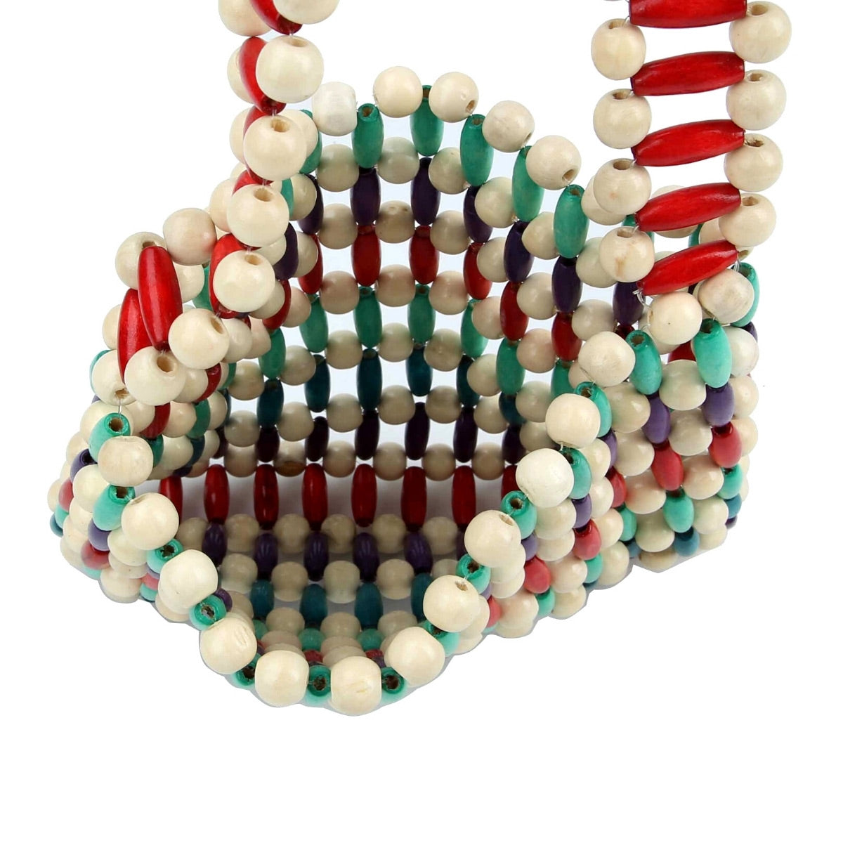 Multi Color Wooden Bead Crossbody Bag