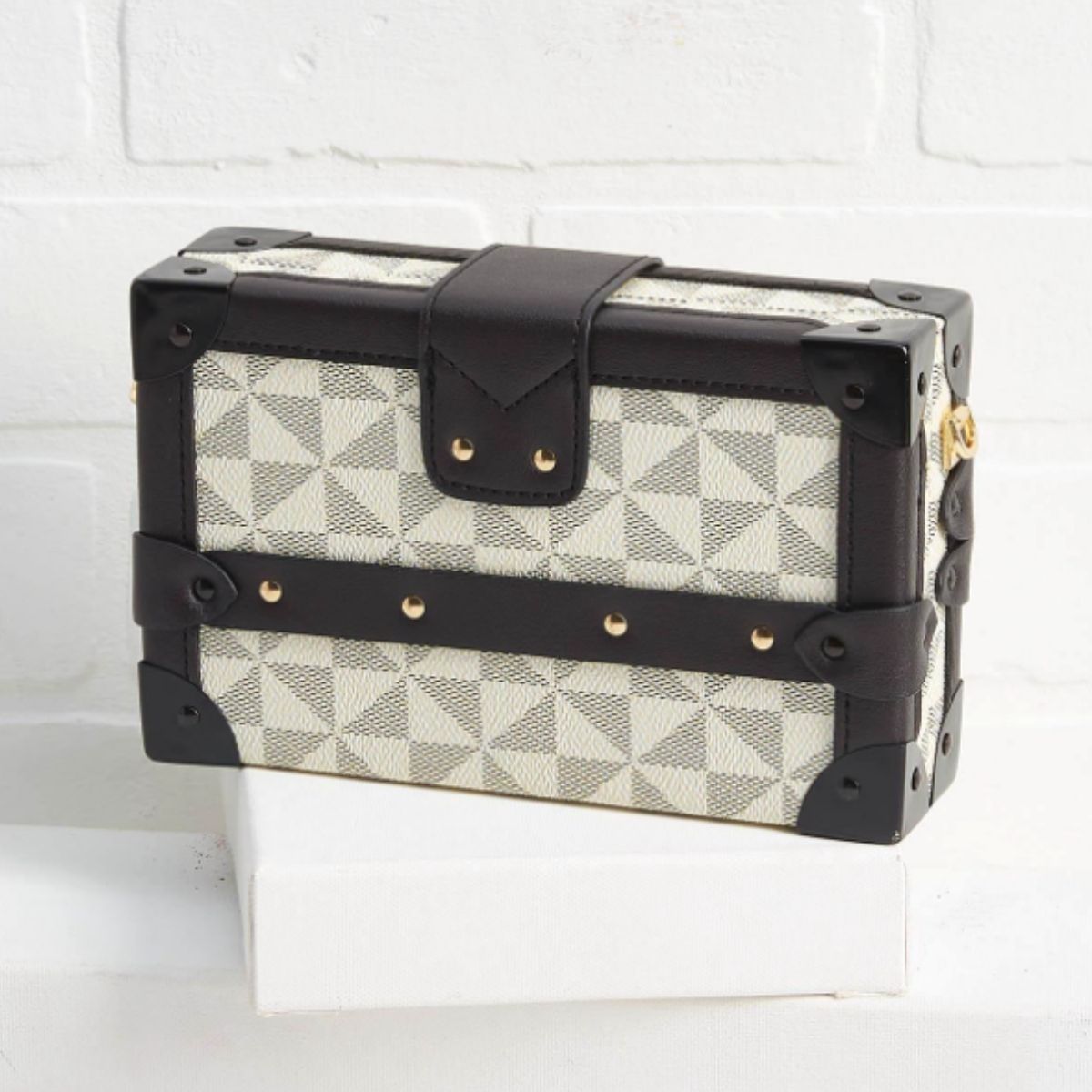LV Designer Dupe Beige Mini Suitcase Clutch