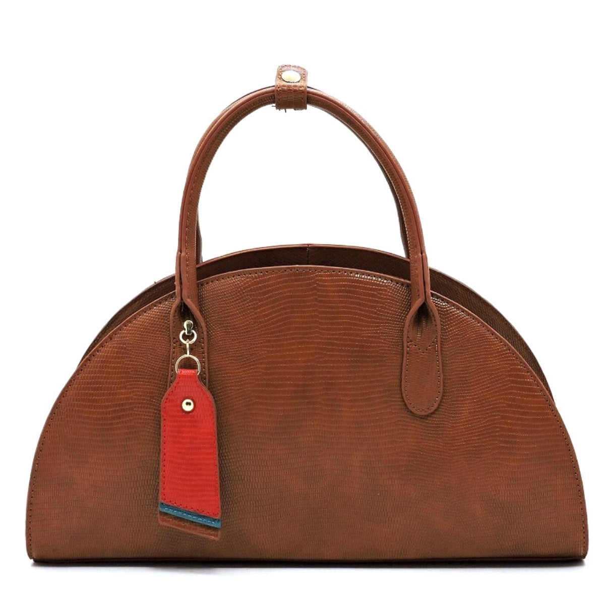 Brown Snake Leather Half Moon Bag