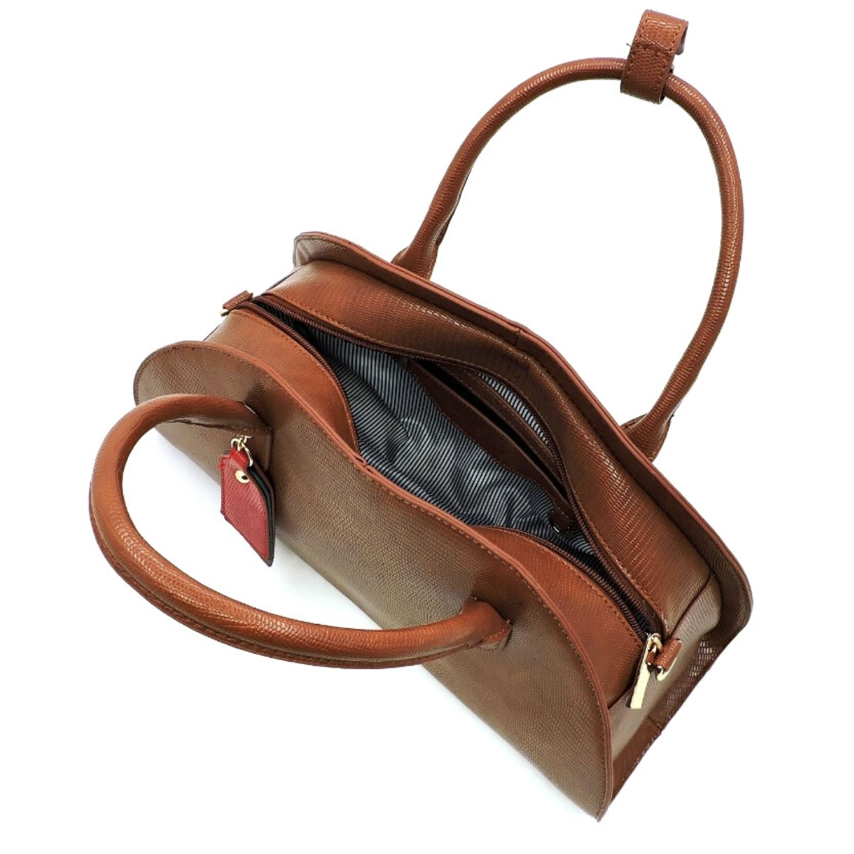 Brown Snake Leather Half Moon Bag