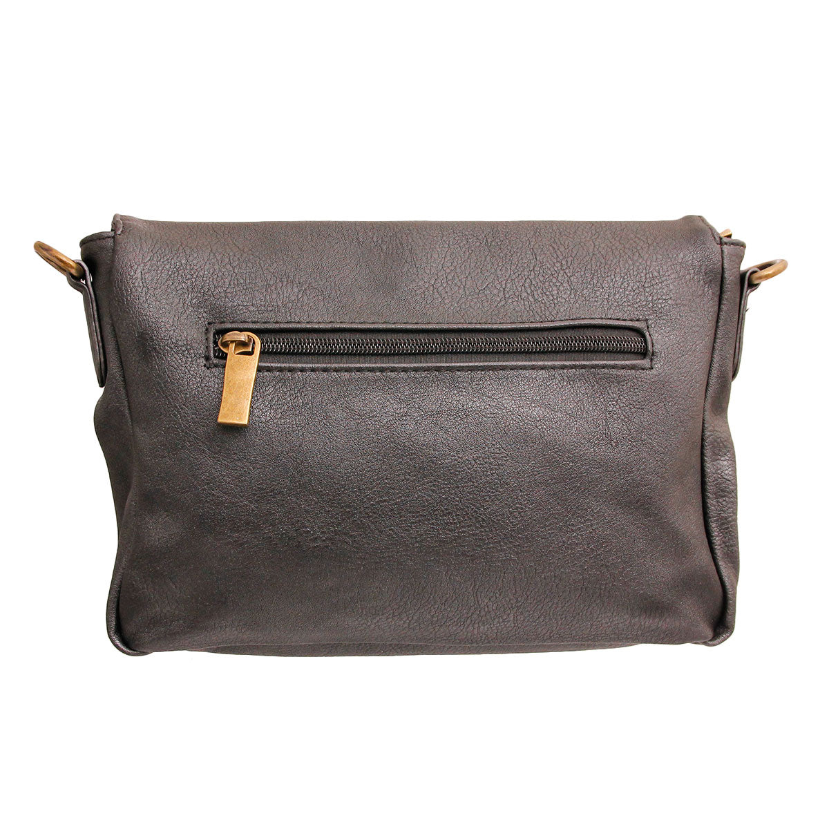 Black Leather Woven Flap Crossbody