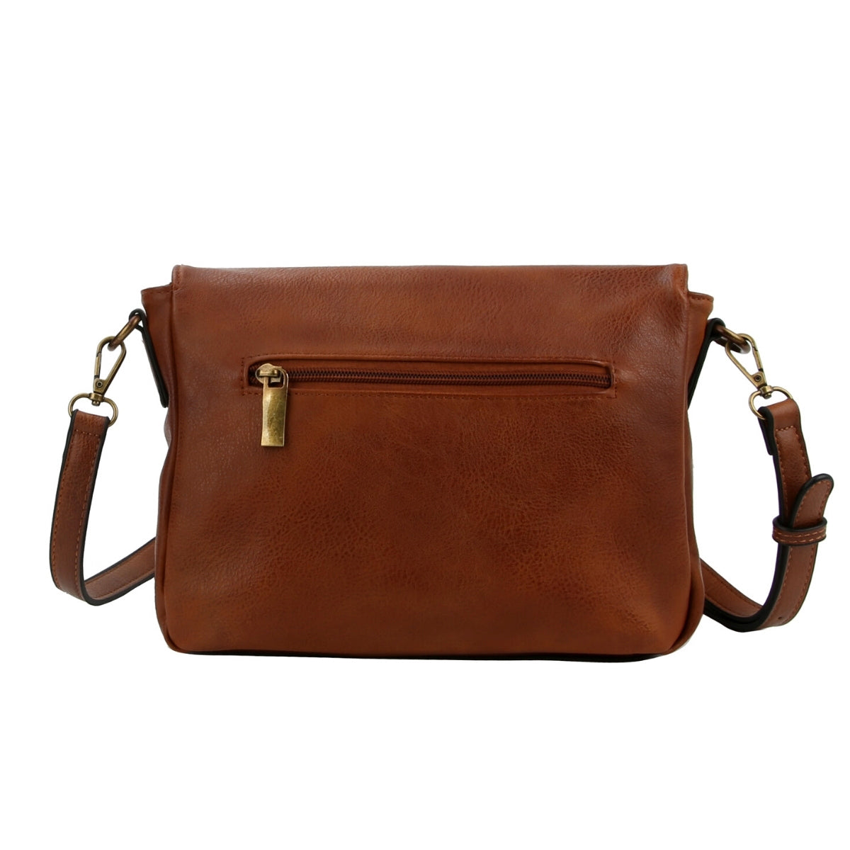 Brown Leather Woven Flap Crossbody