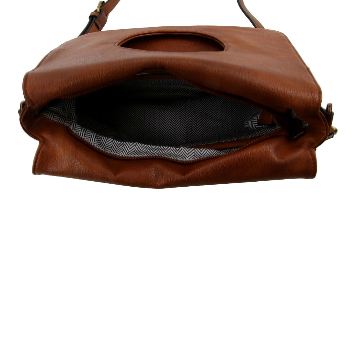 Brown Leather Woven Flap Crossbody