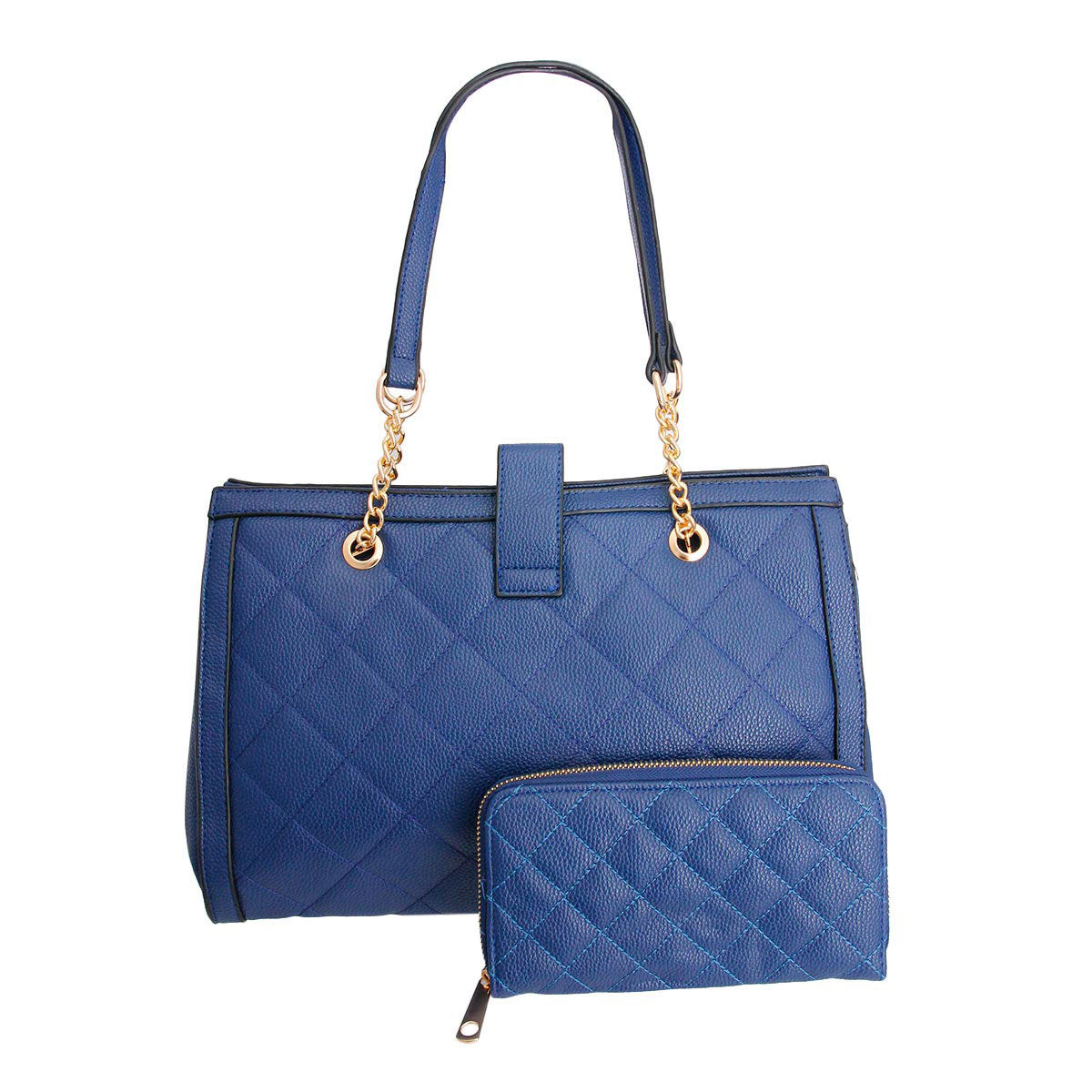 Soft Blue Quilted Tote Handbag Set