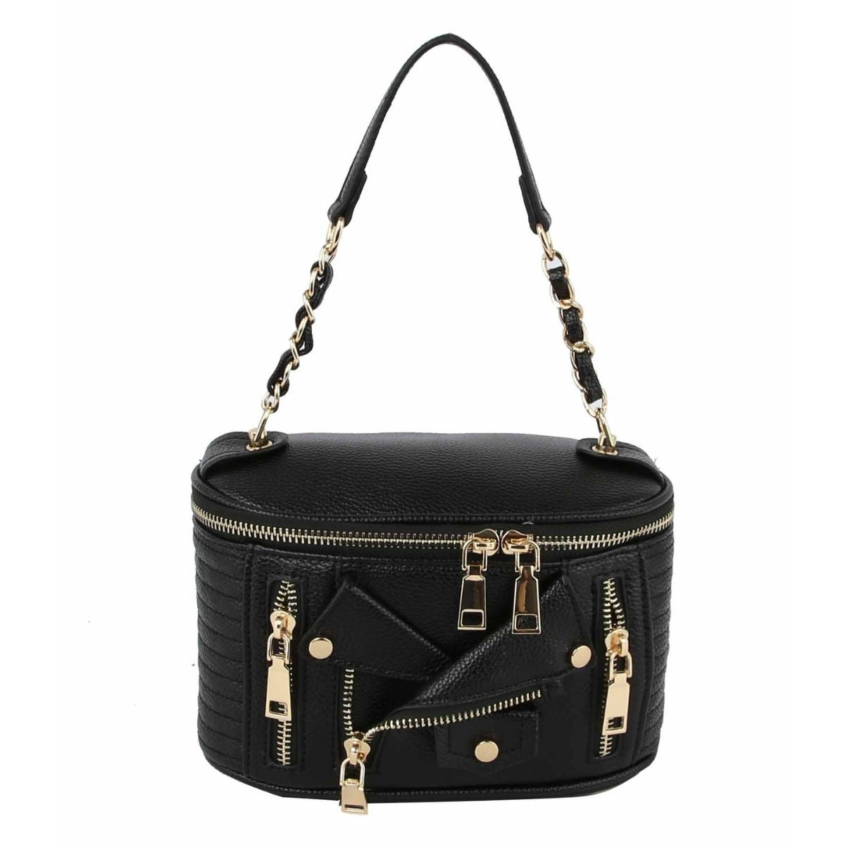 Black Moto Cosmetic Bag Shaped Handbag