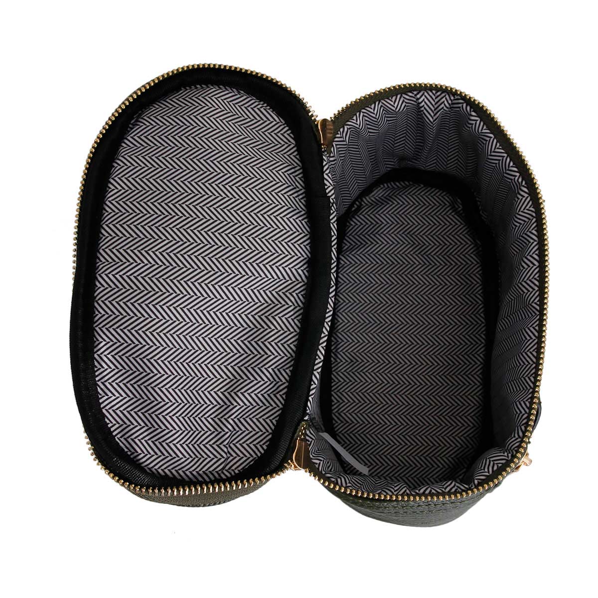 Olive Moto Cosmetic Bag Shaped Handbag