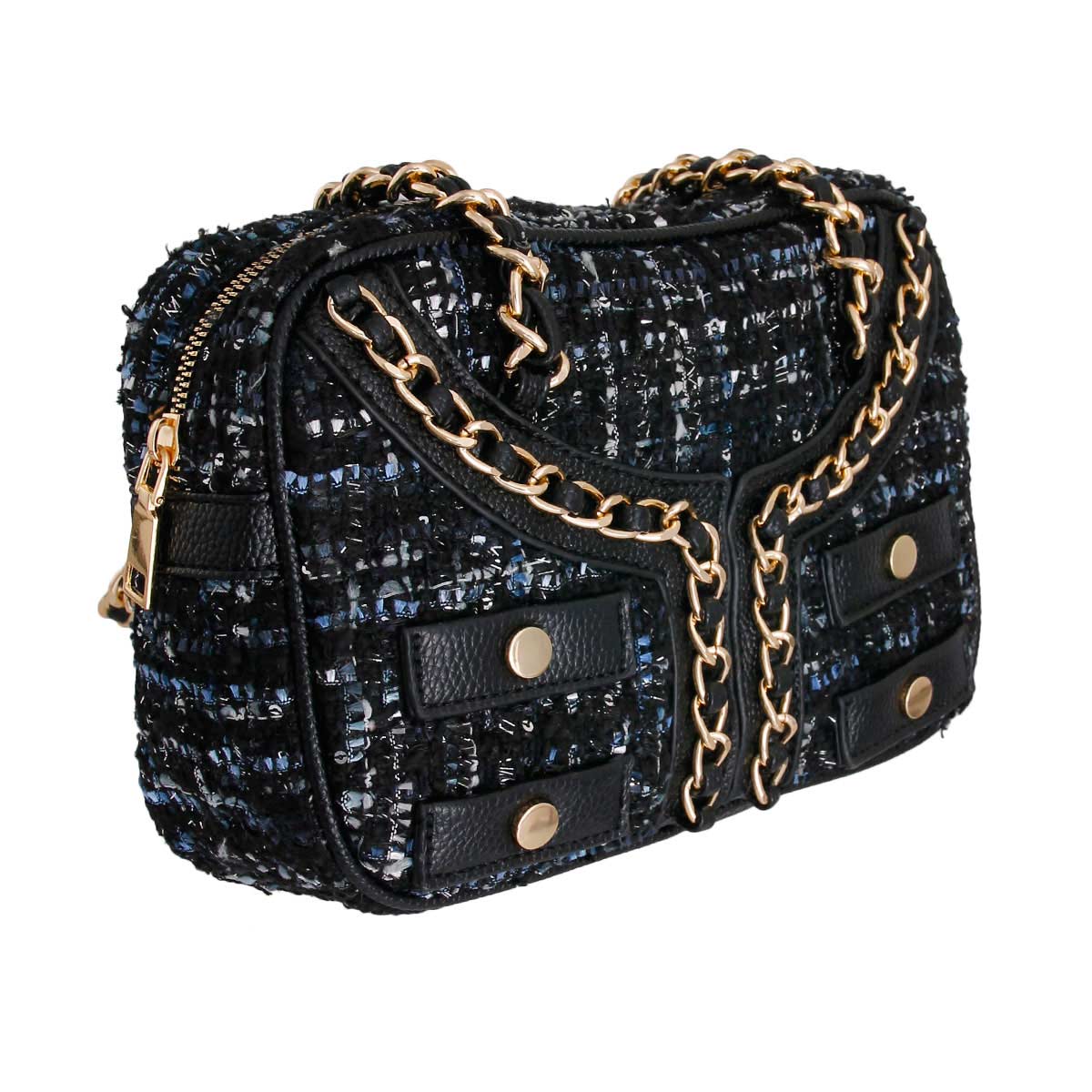 Dark Tweed Designer Jacket Handbag