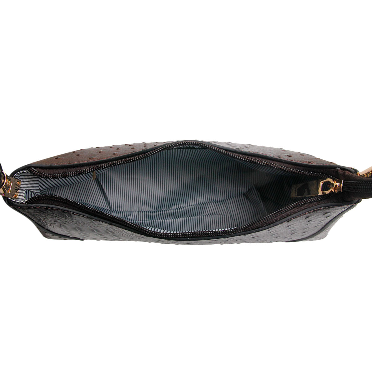 Dark Brown Ostrich Classic Shoulder Bag