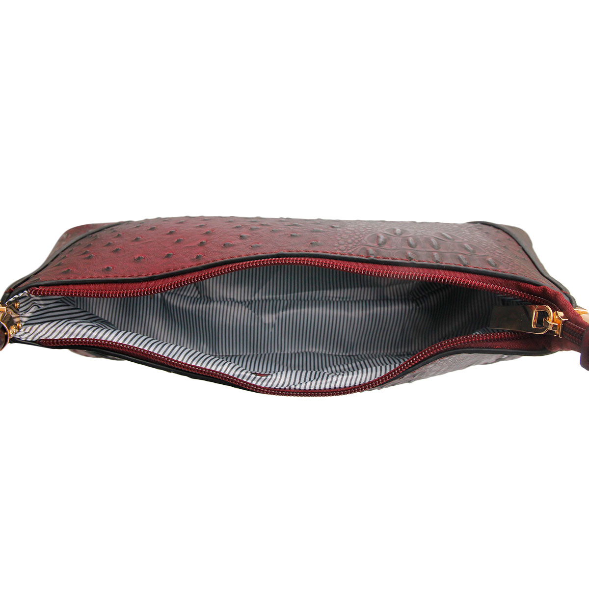 Wine Ostrich Classic Shoulder Bag
