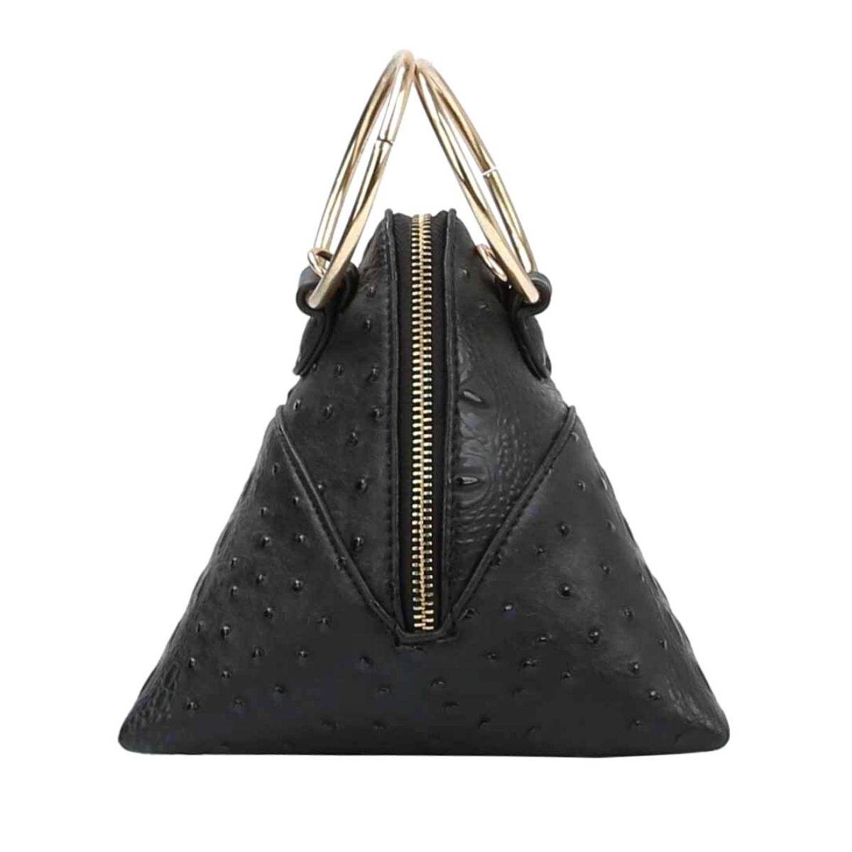 Black Ostrich Triangle Clutch