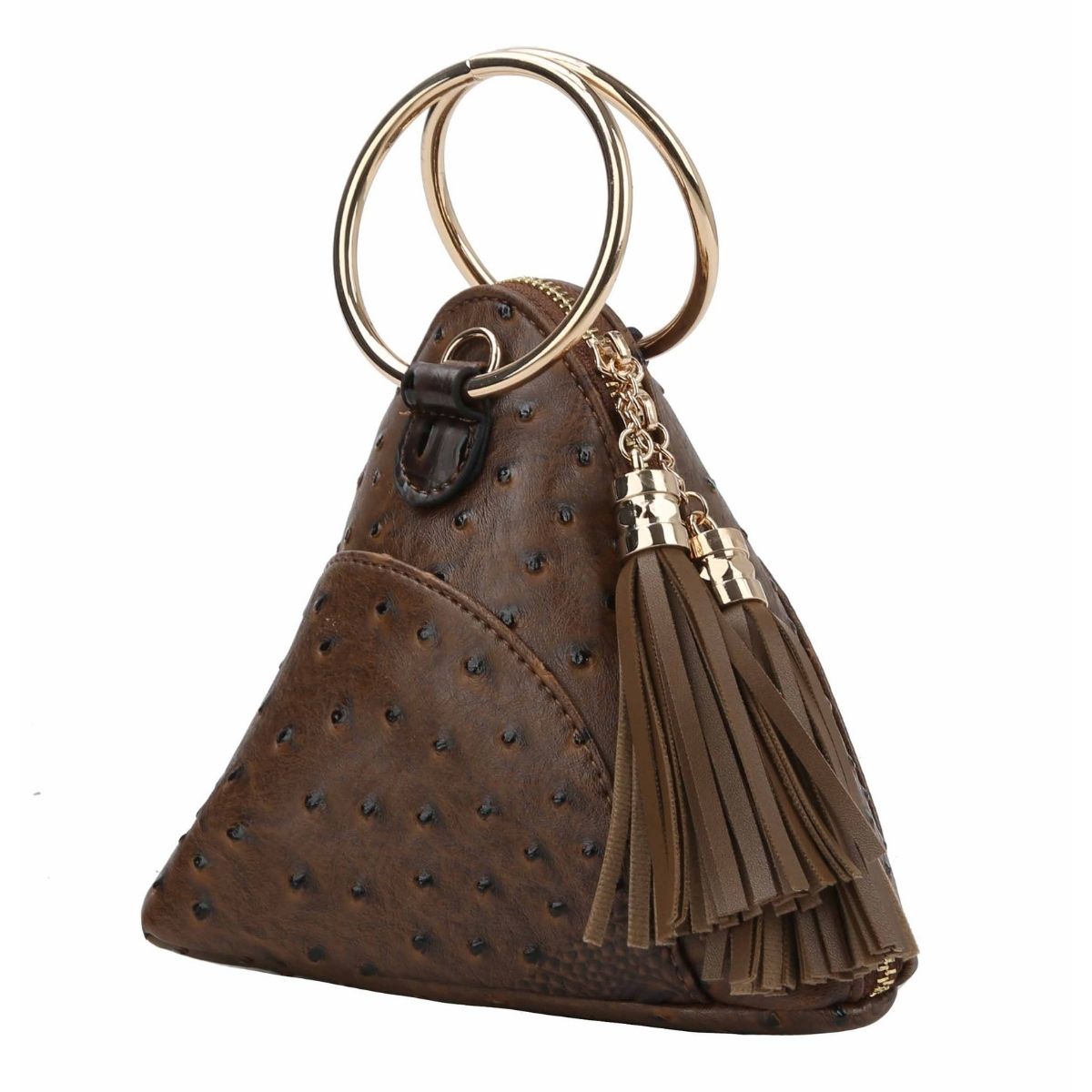 Dark Brown Ostrich Triangle Clutch