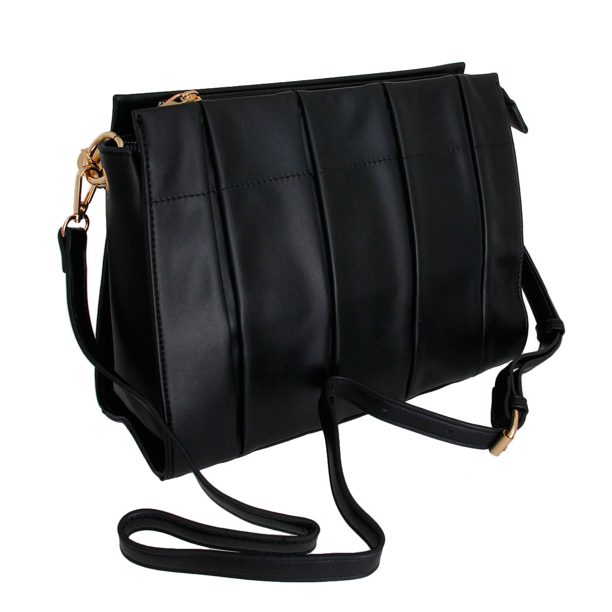 Black Pleated Tote Handbag