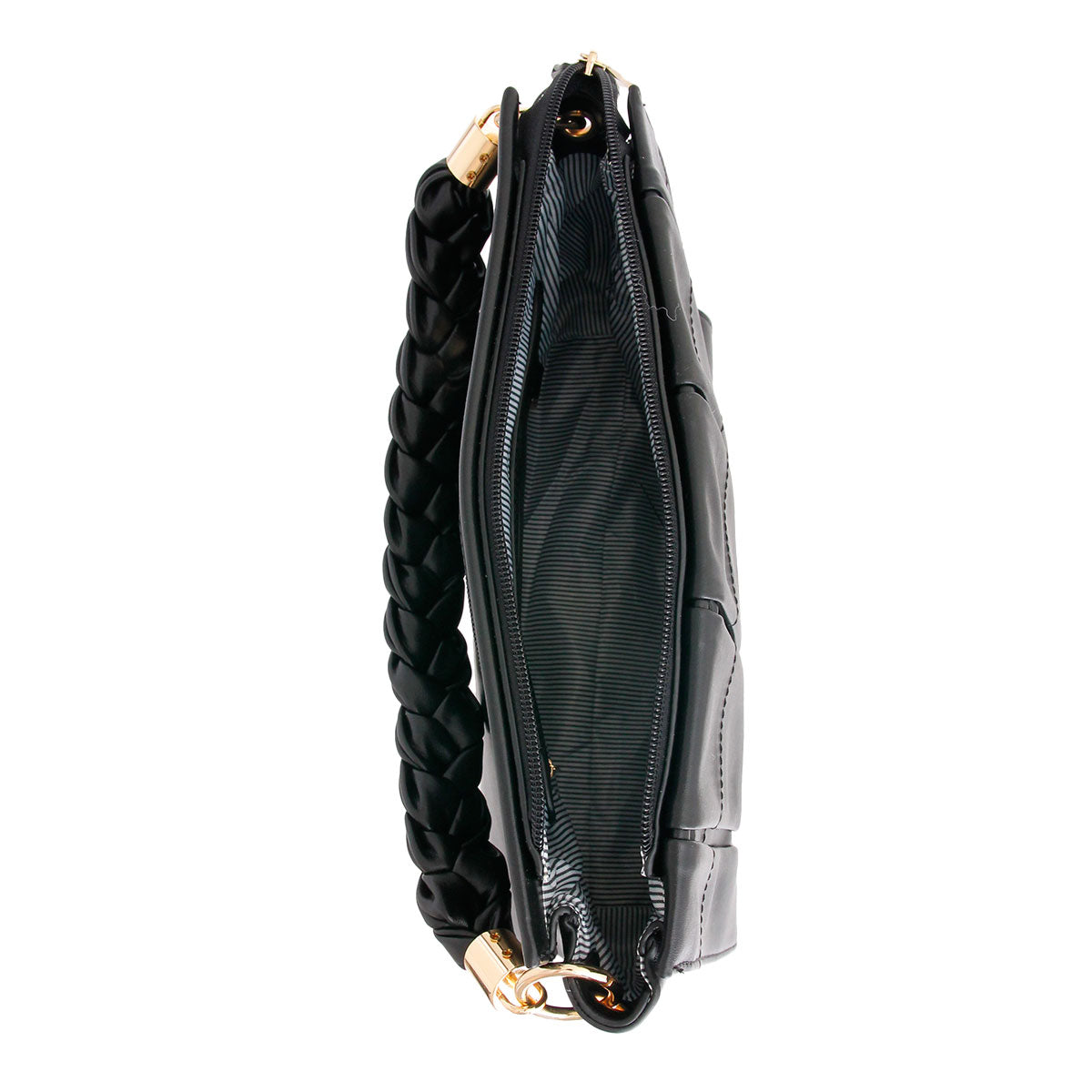 Black Pleated Tote Handbag