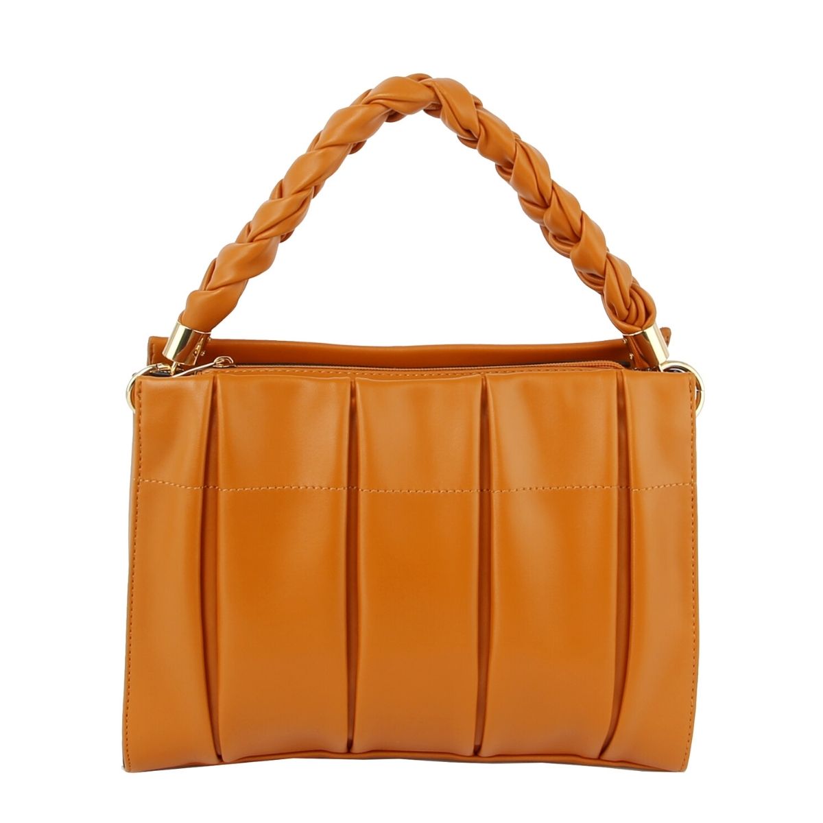 Mustard Pleated Tote Handbag