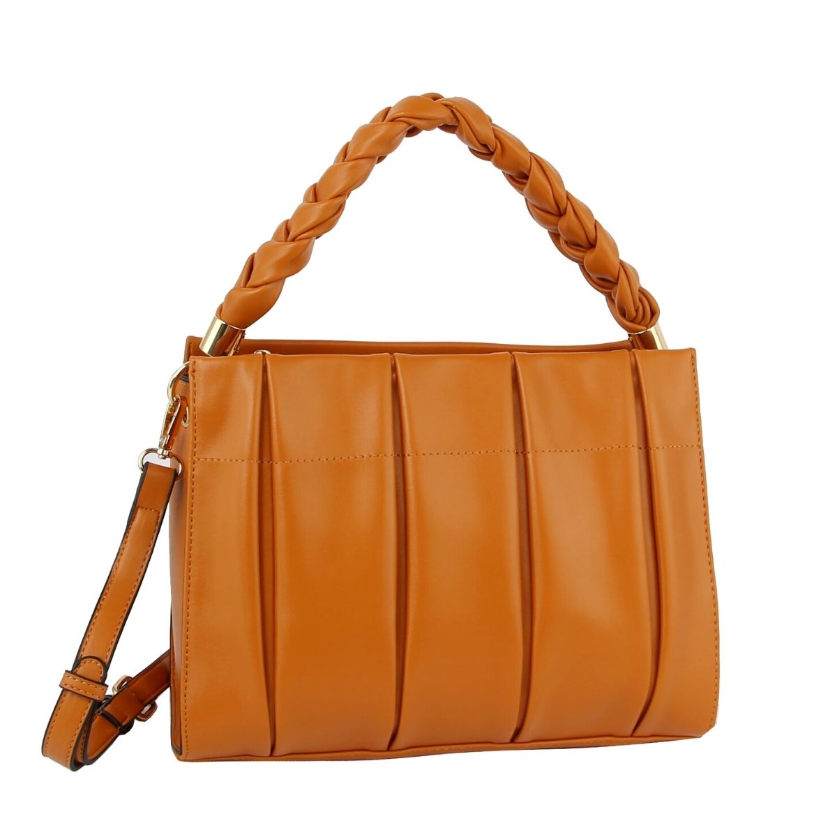 Mustard Pleated Tote Handbag