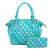 Turquoise Polka Dot Handbag Set