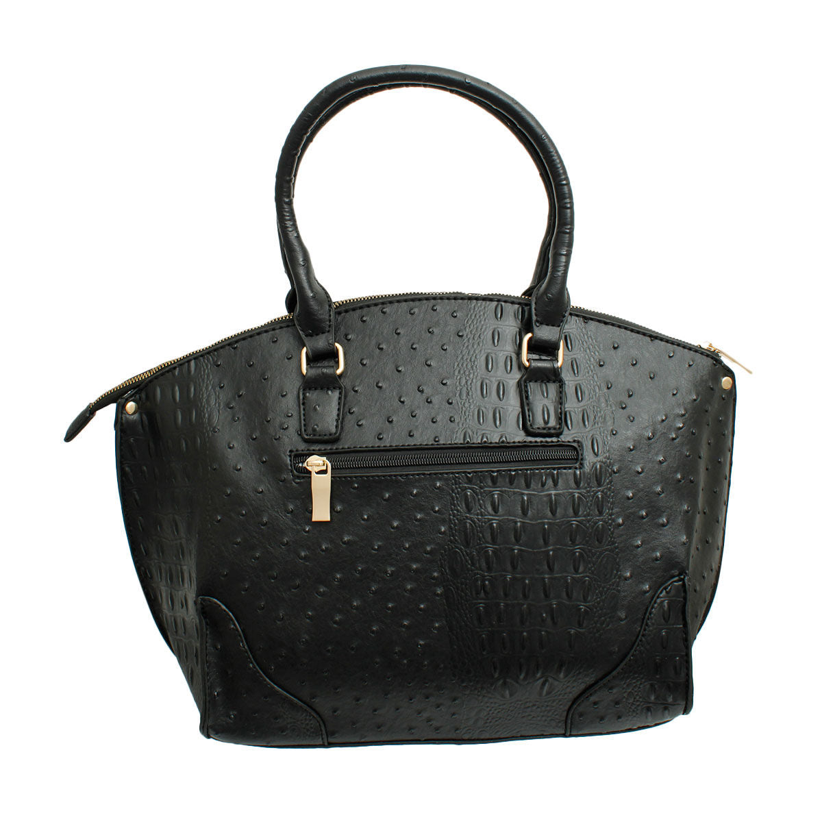 Black Ostrich Croc Bee Bag Set