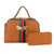 Brown Stripe Top Handle Handbag Set