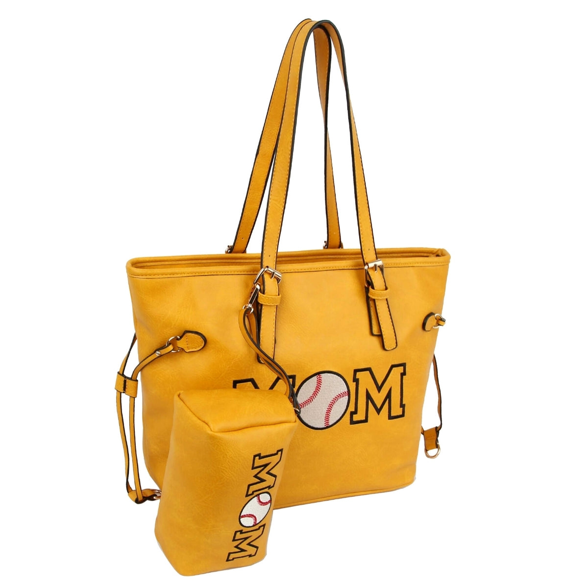 Yellow Baseball 3 Pcs Tote Bag Set