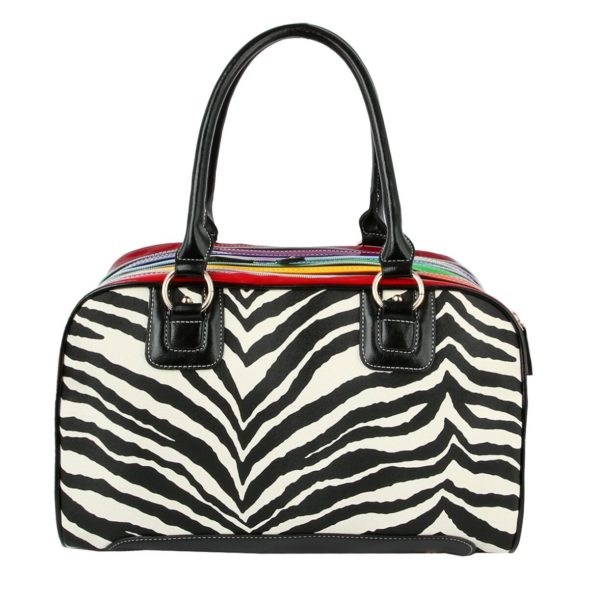 Zebra Rainbow Zipper Handbag