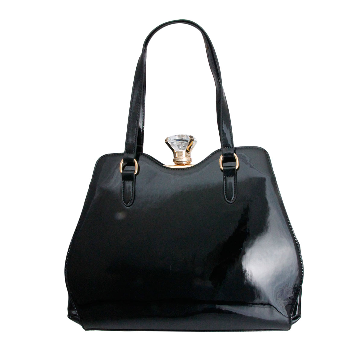 Shiny Black Frame Handbag Set