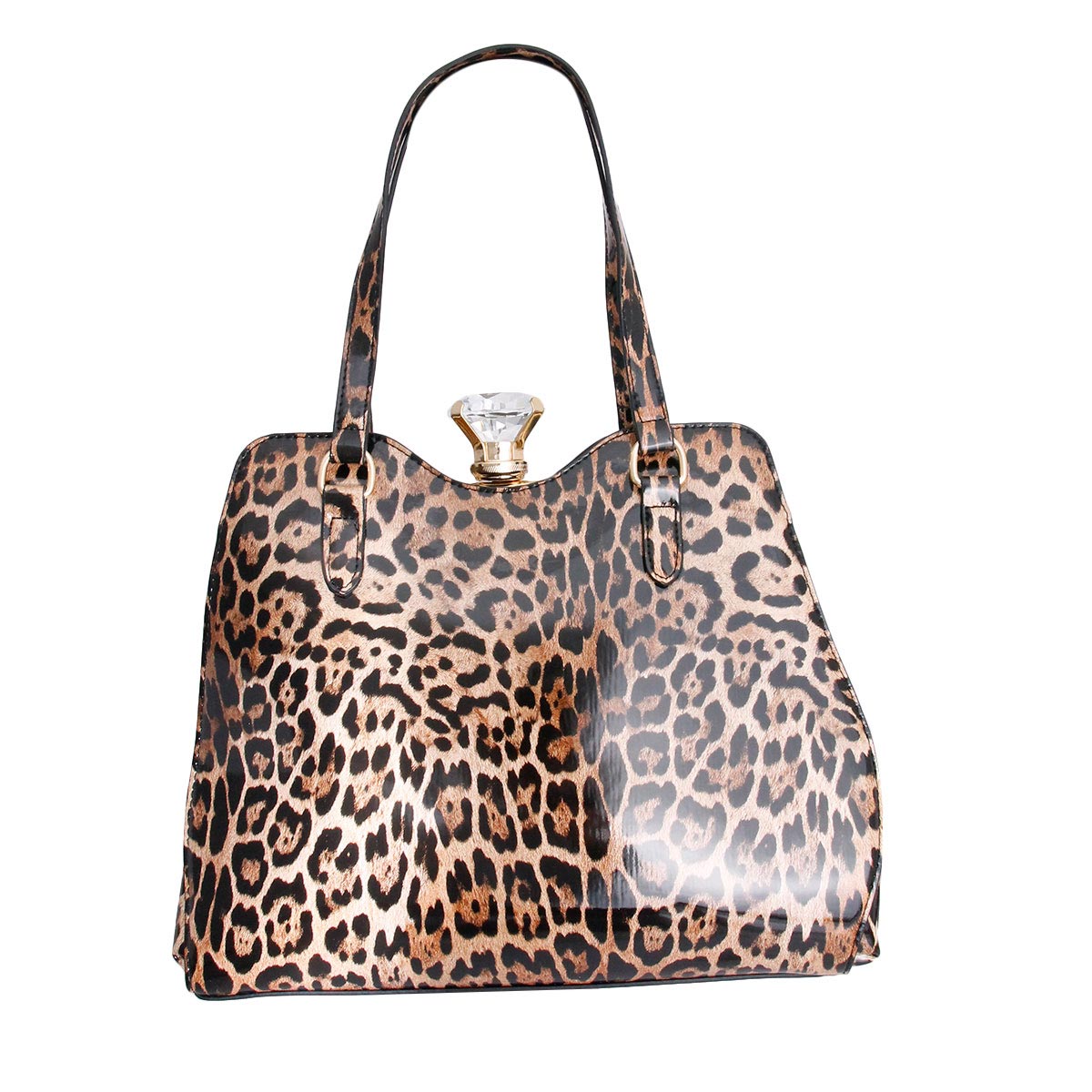 Shiny Leopard Frame Handbag Set