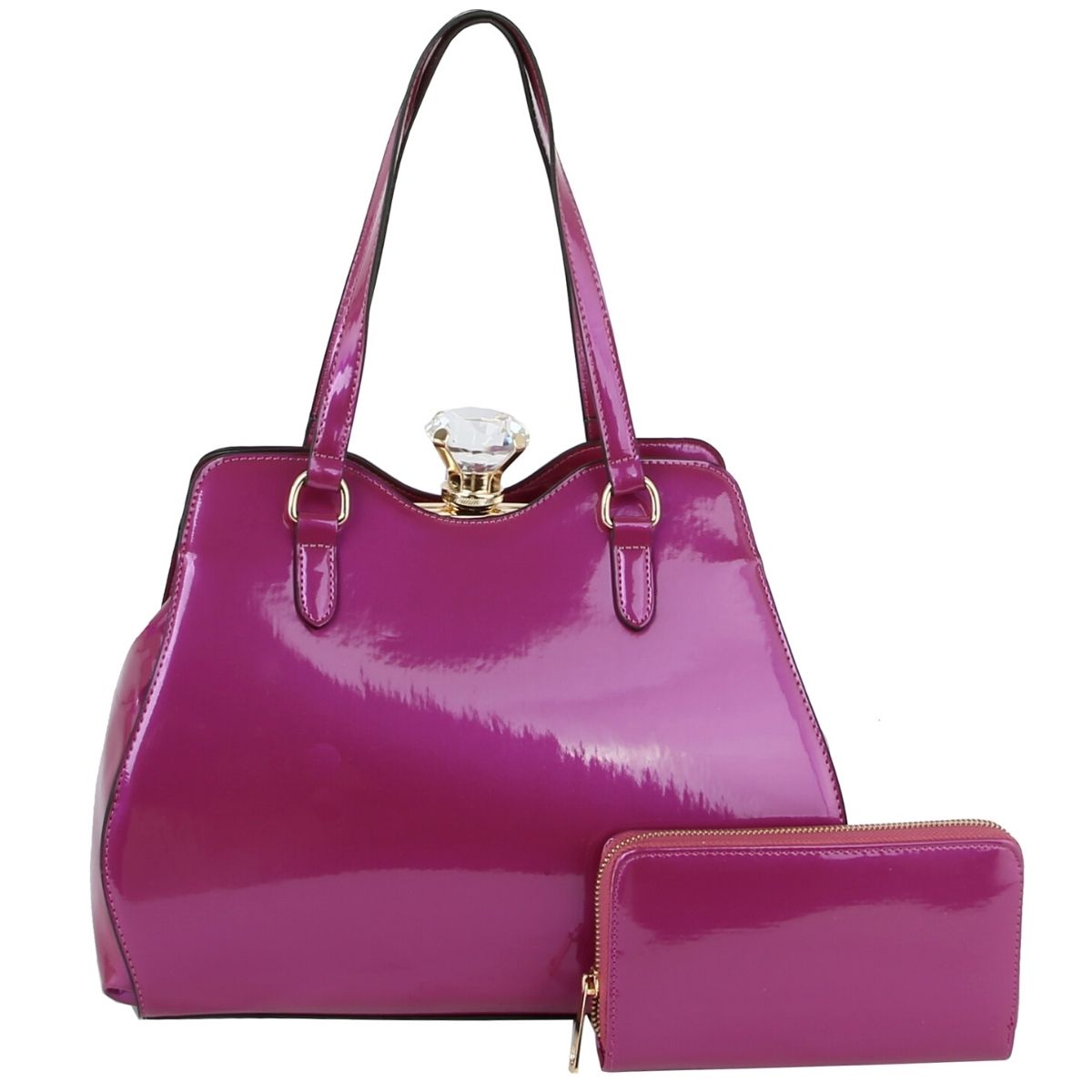 Shiny Purple Frame Handbag Set