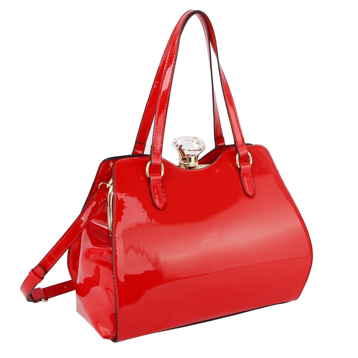 Shiny Red Frame Handbag Set