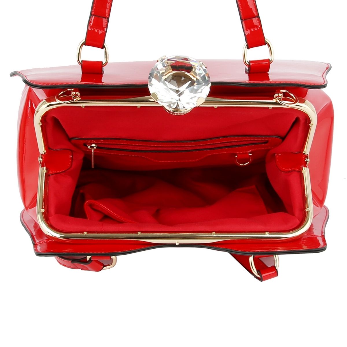 Shiny Red Frame Handbag Set
