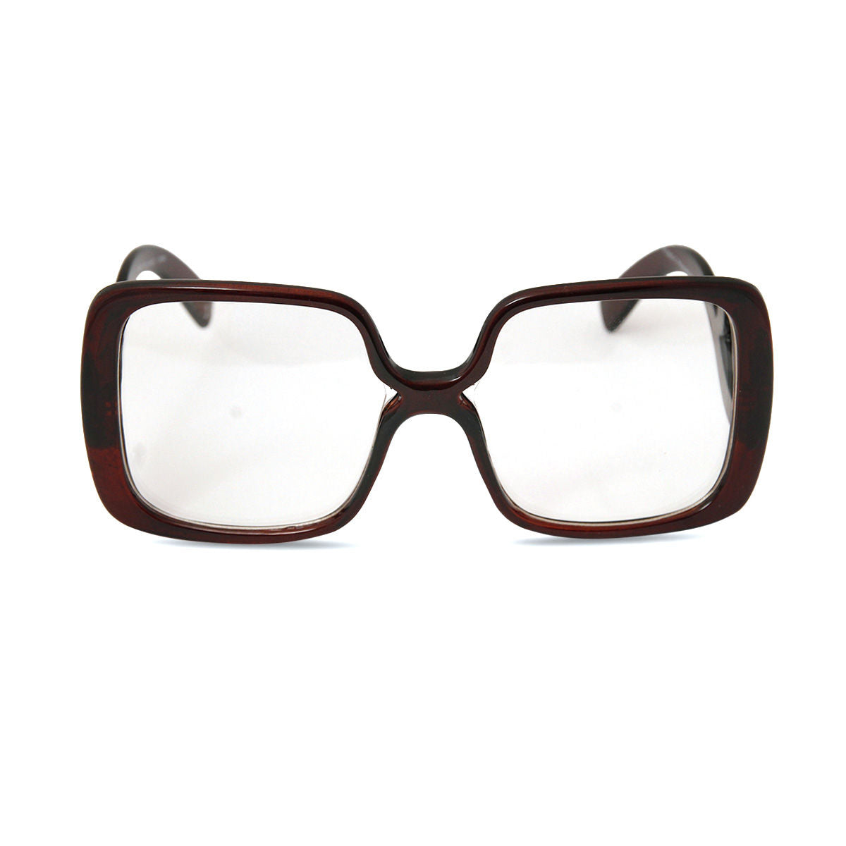 Maroon Square Clear Eyewear