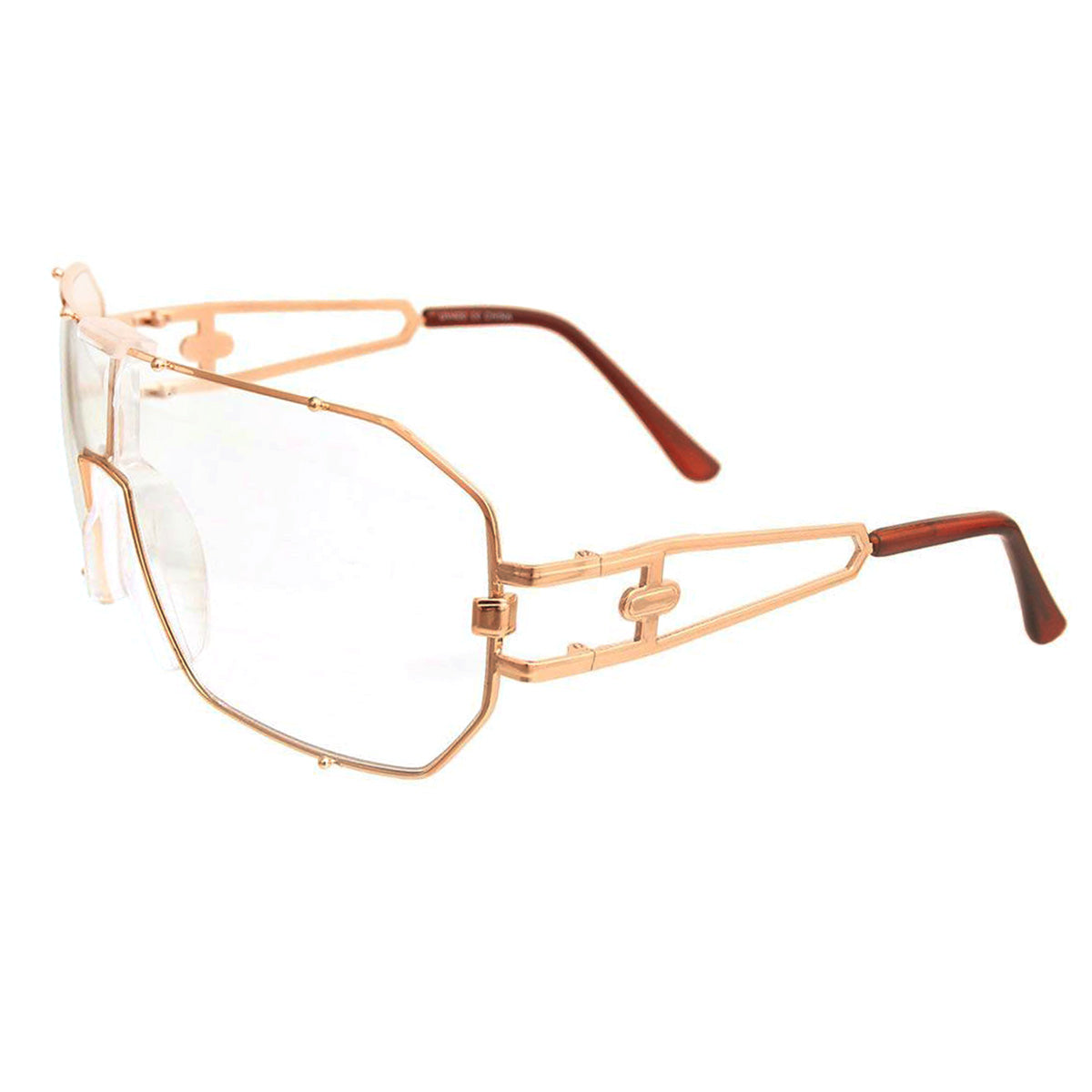 Gold 80&#39;s Square Clear Glasses