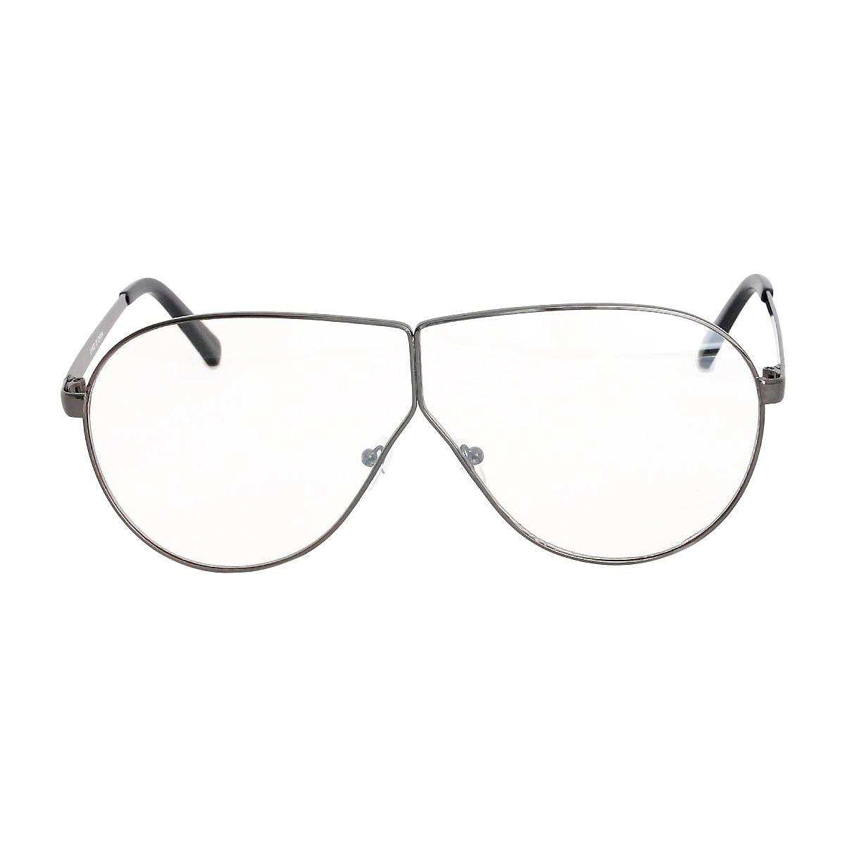 Hematite Clear Rounded 80's Glasses