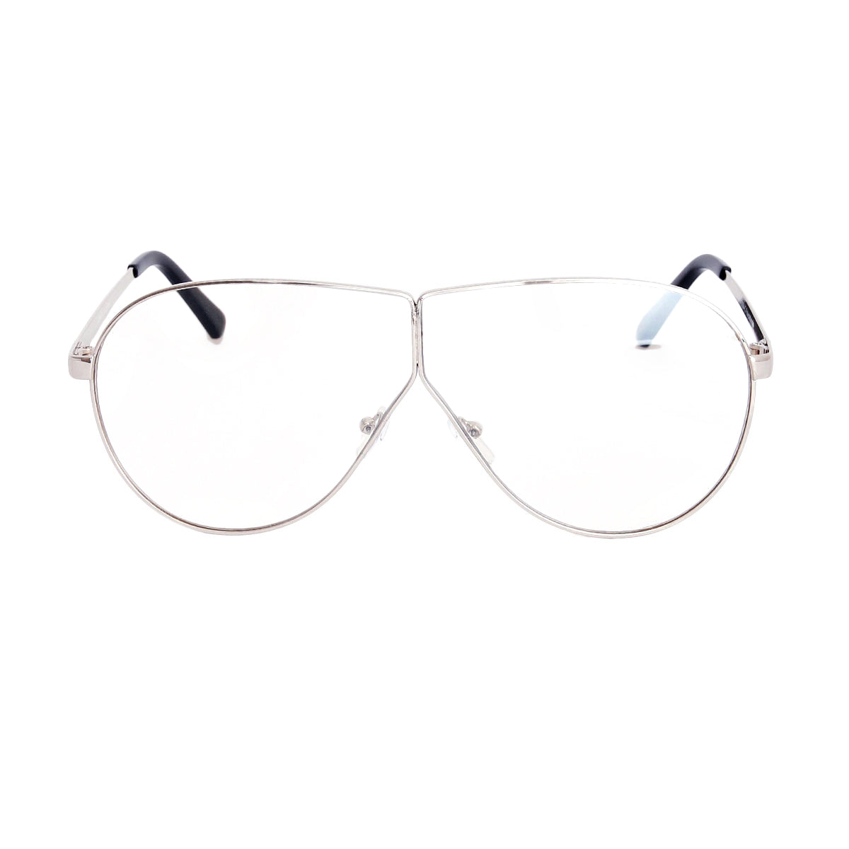 Silver Clear Rounded 80's Glasses