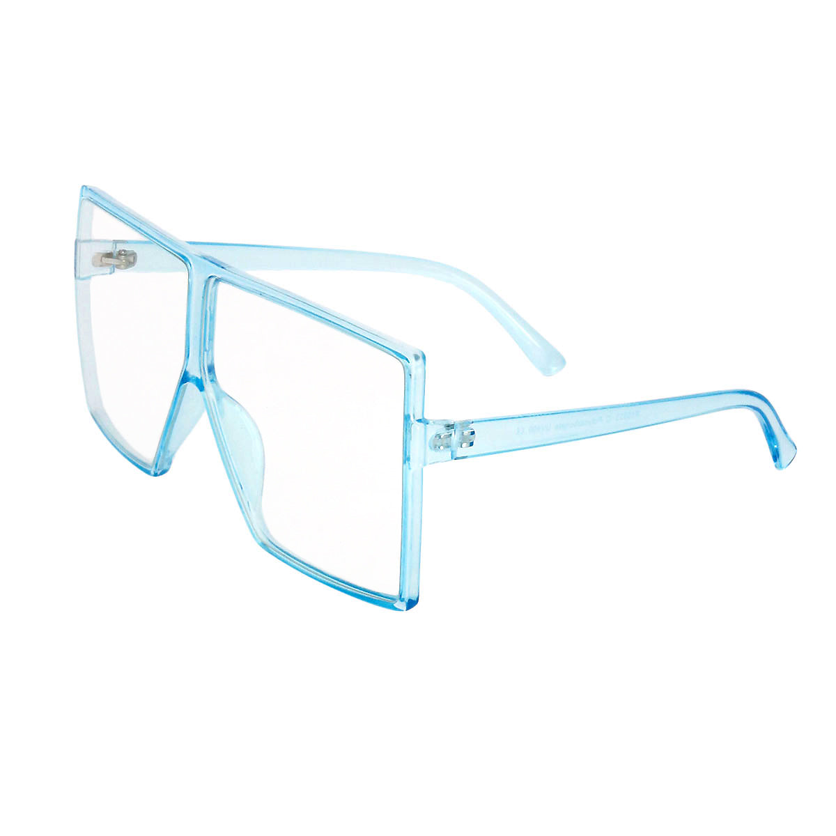 Blue Clear Oversized Square Glasses