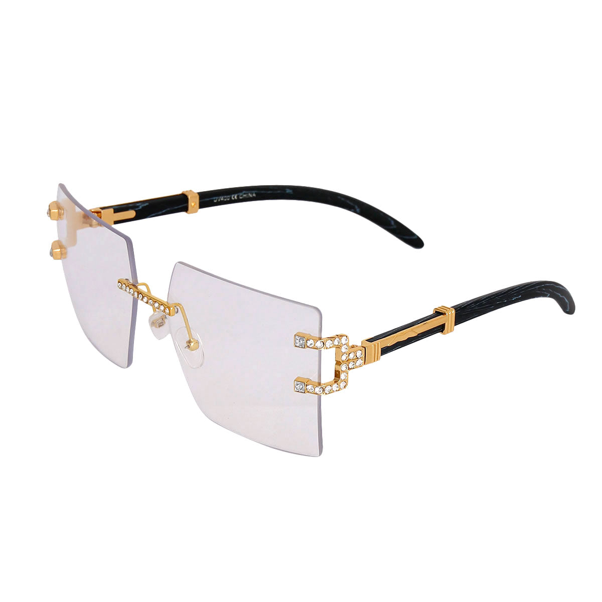 Black Arm Square Clear Glasses