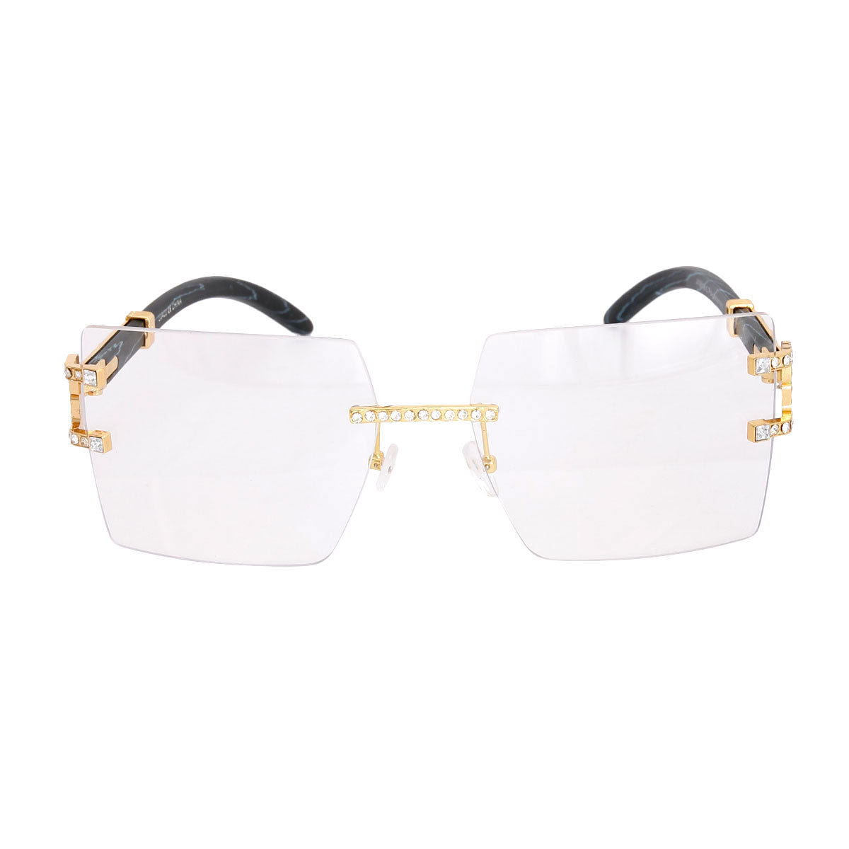 Black Arm Square Clear Glasses