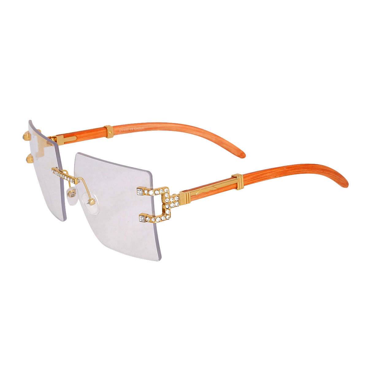 Brown Arm Square Clear Glasses