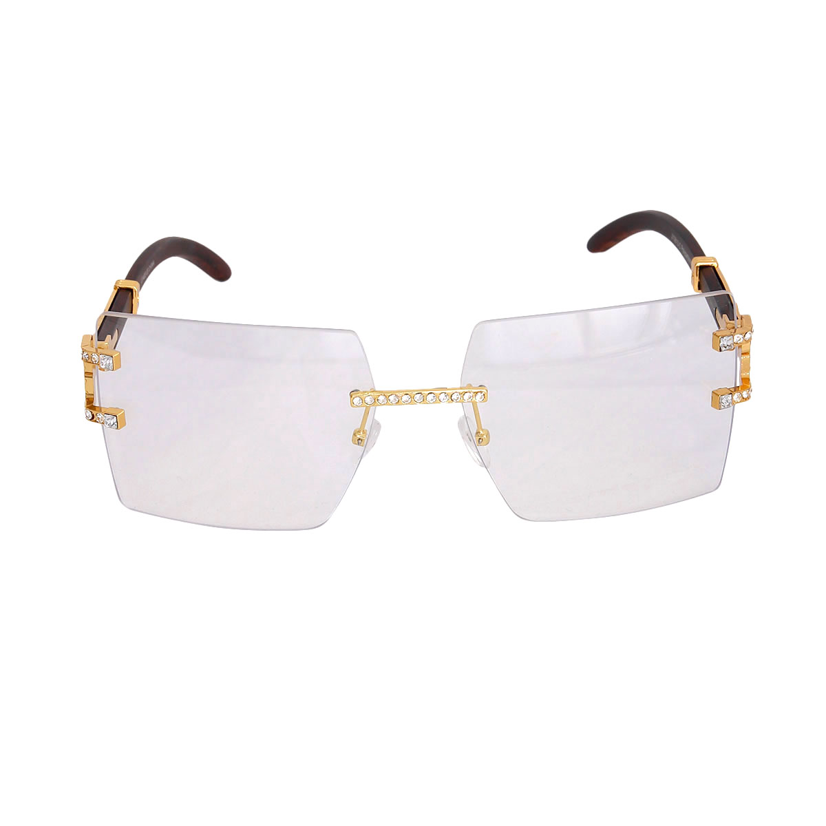 Dark Brown Arm Square Clear Glasses