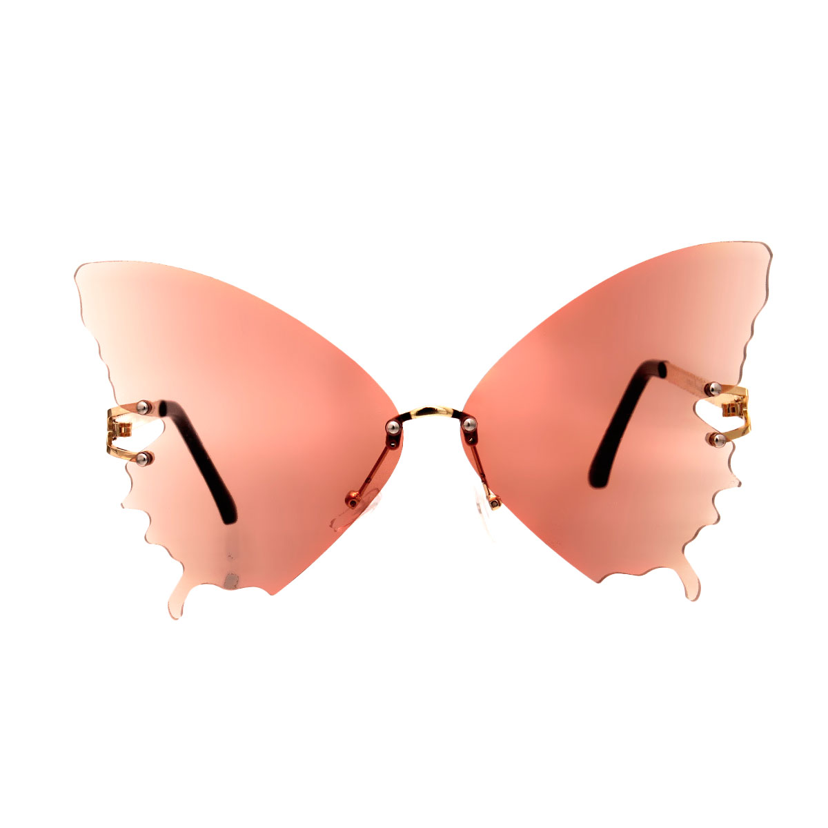 Orange Butterfly Rimless Sunglasses