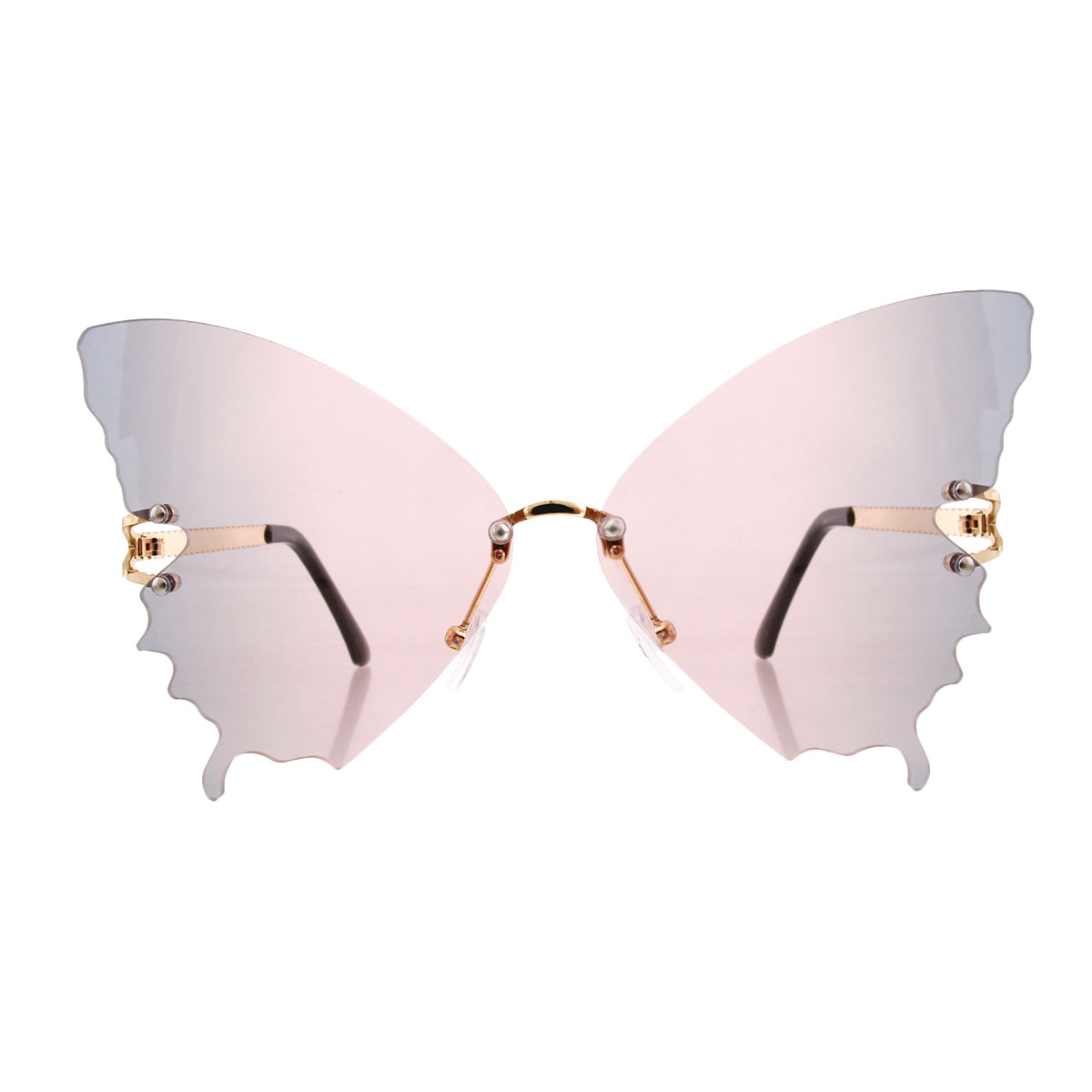 Pink Butterfly Rimless Sunglasses