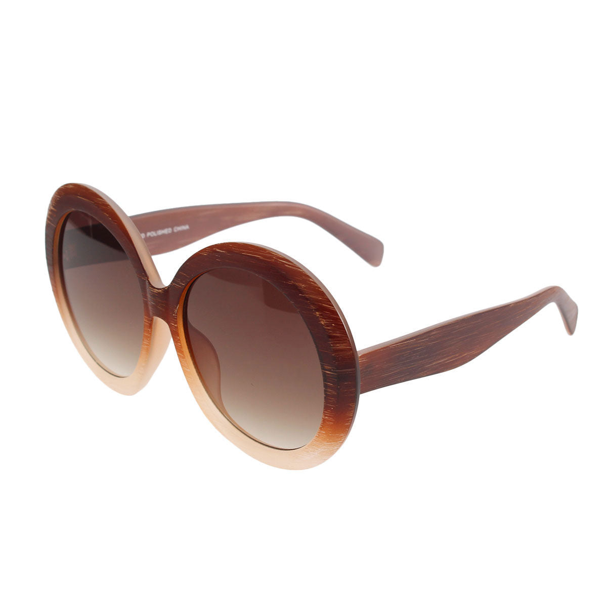 Brown Wood Round Sunglasses