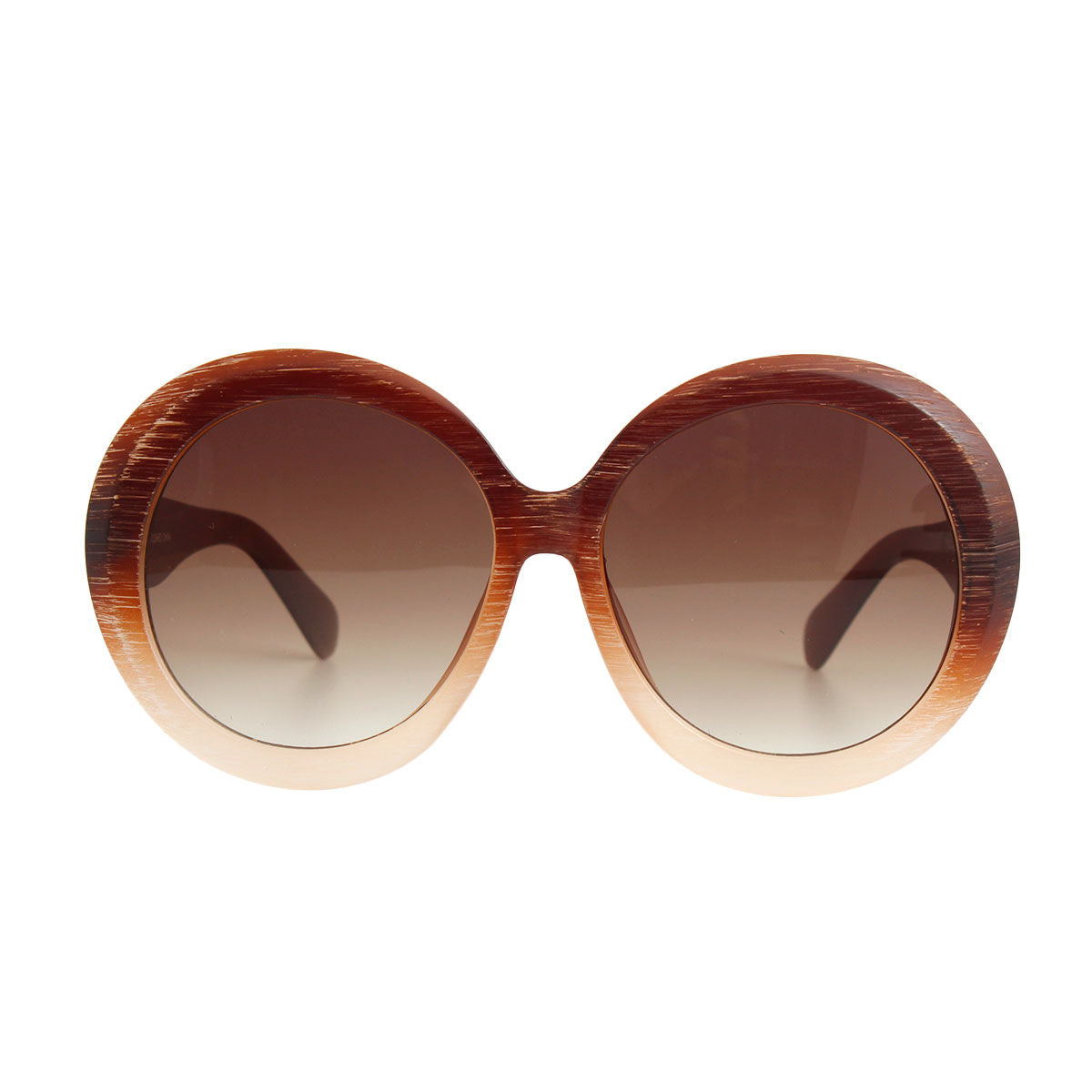 Brown Wood Round Sunglasses