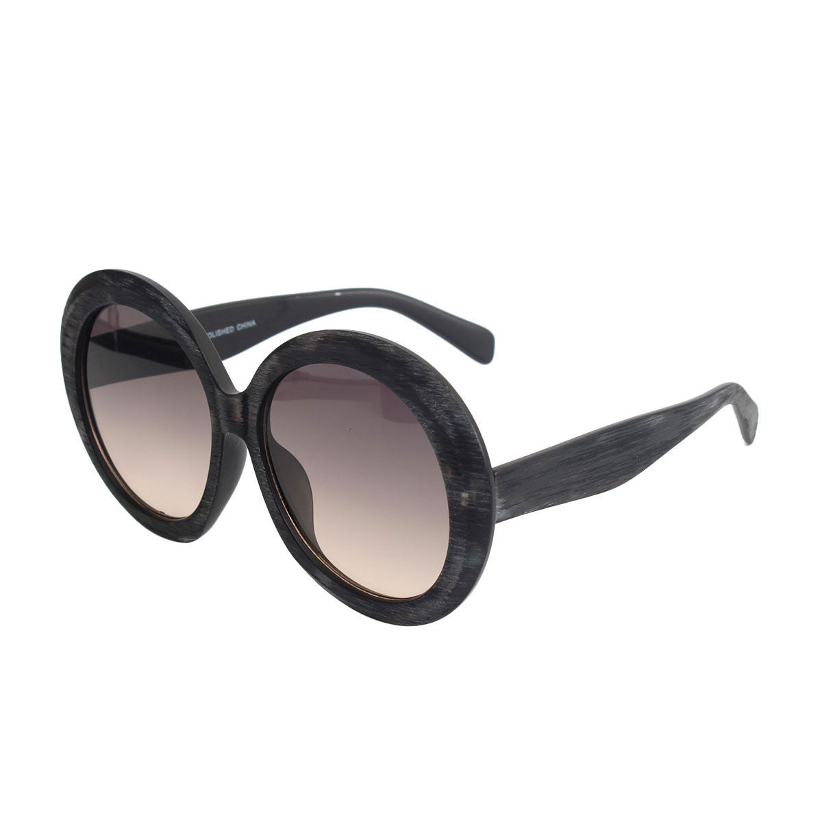 Gray Wood Round Sunglasses