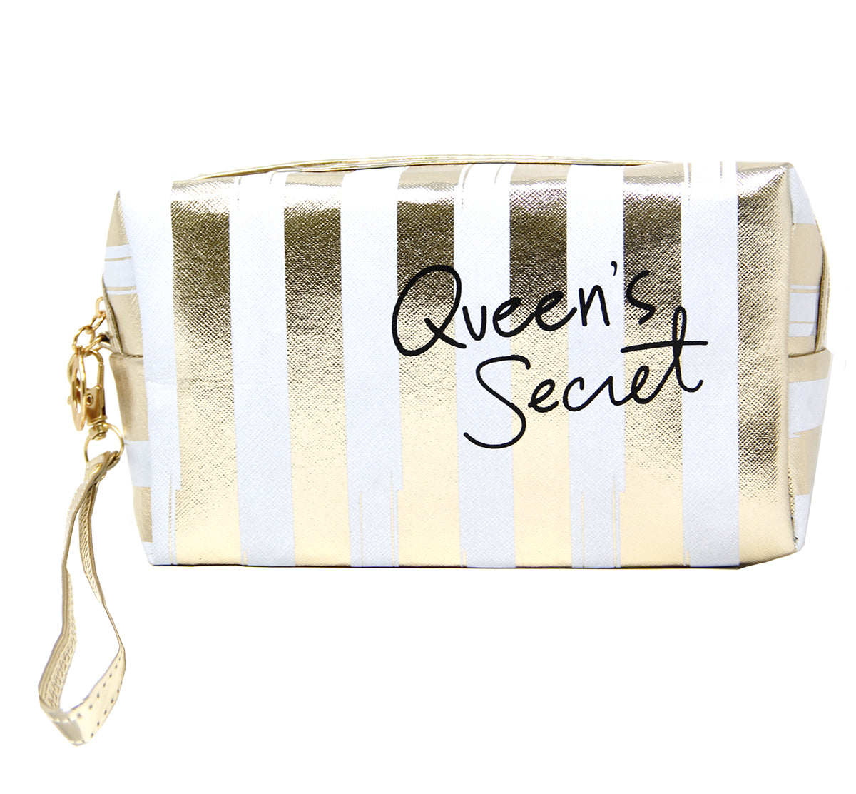 White and Gold Queen's Secret Makeup Pouch