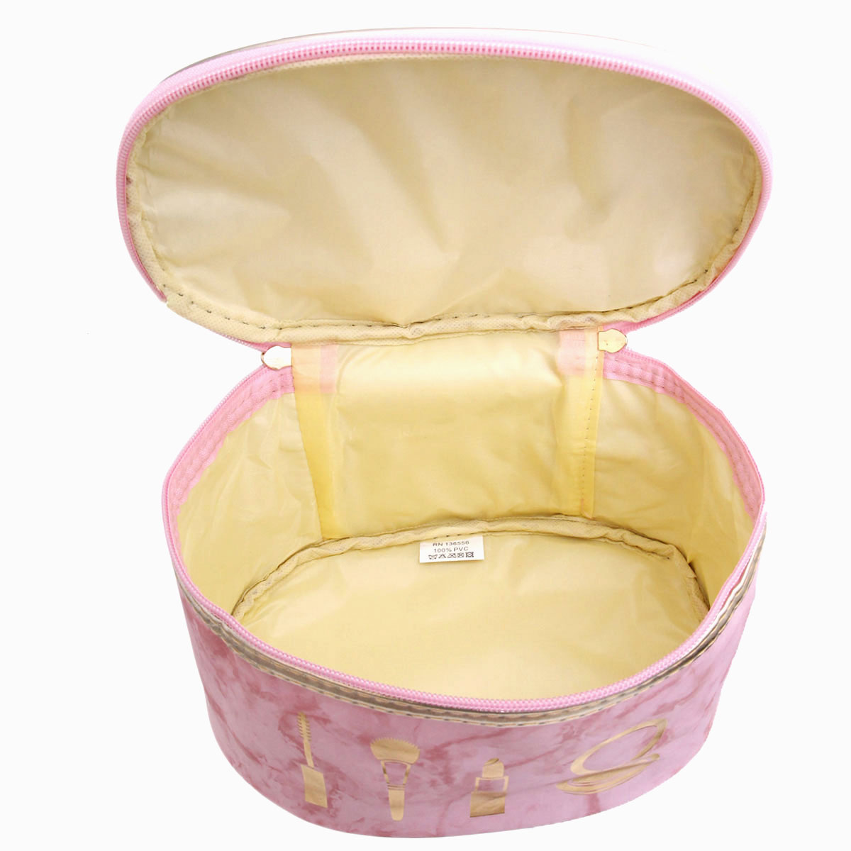 Marbled Pink Round Cosmetic Pouch