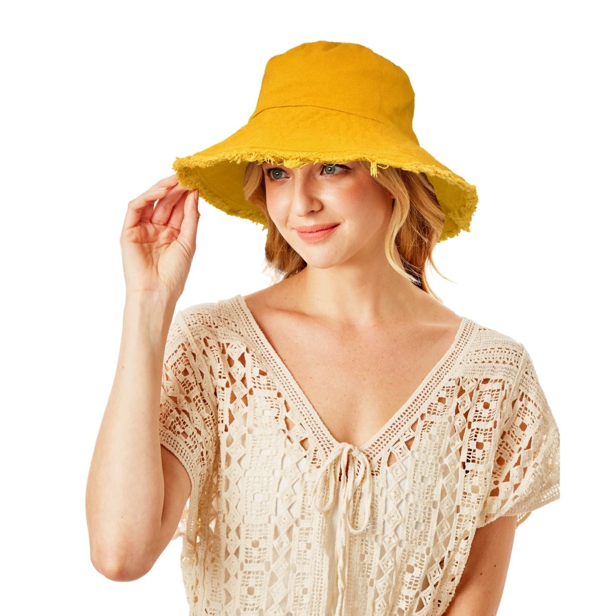 Mustard Wired Brim Bucket Hat