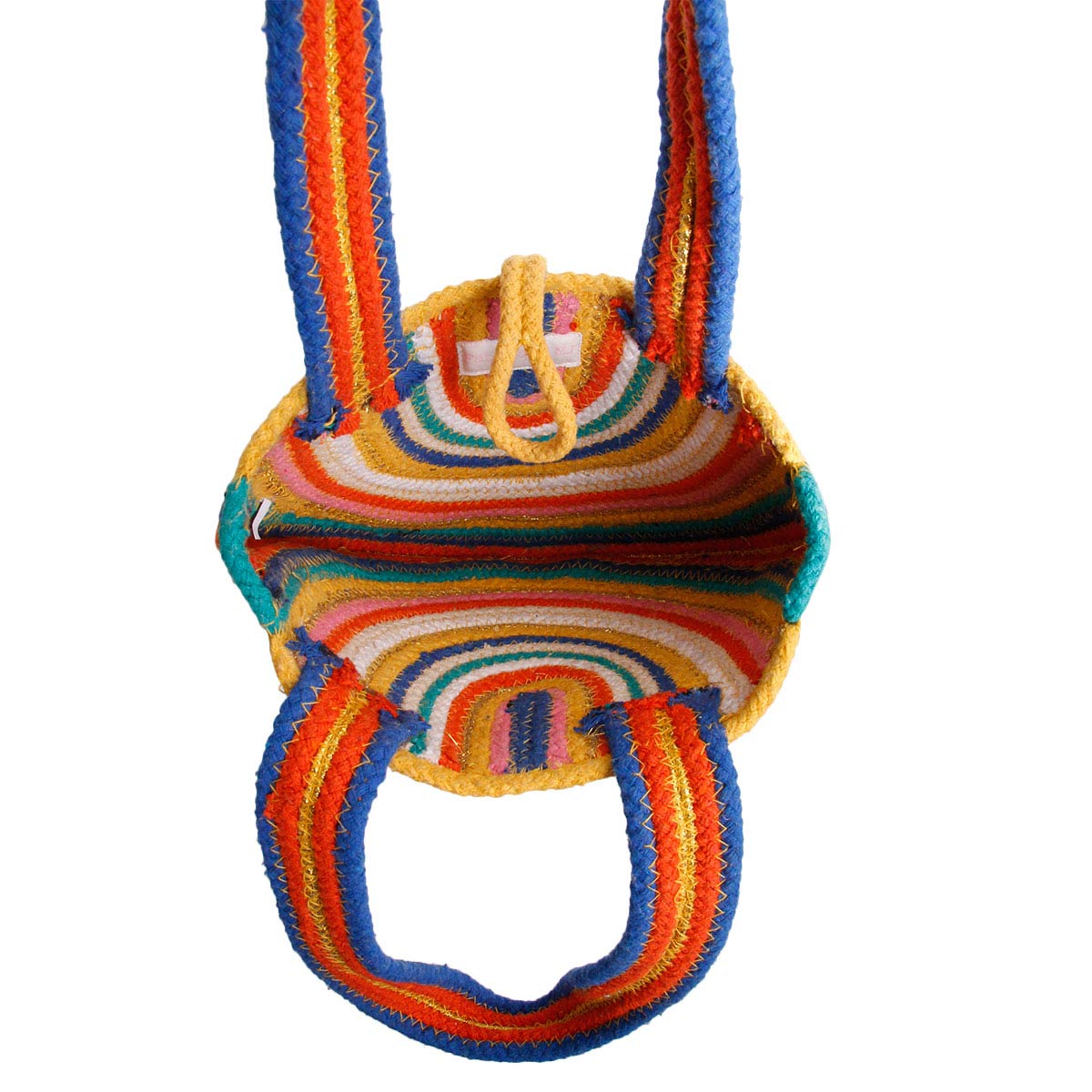 Rainbow Jute Half Moon Tote Bag