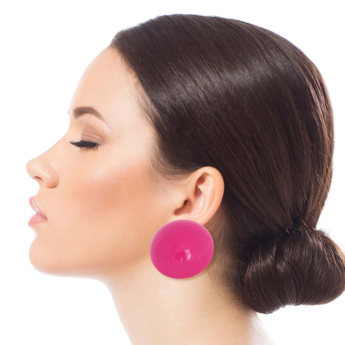 Fuchsia Dome Button Studs